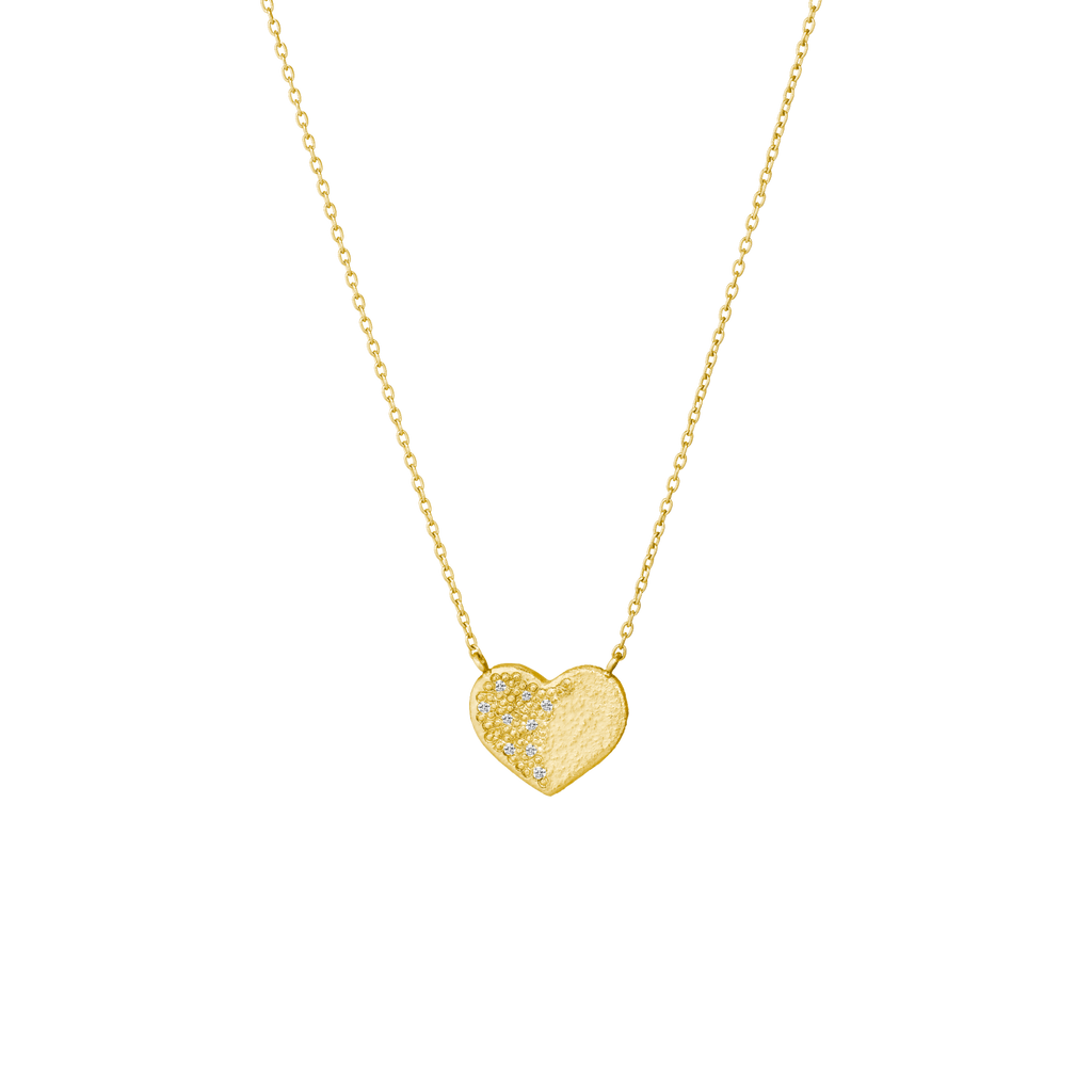 Golden Heart w. Diamonds Necklace